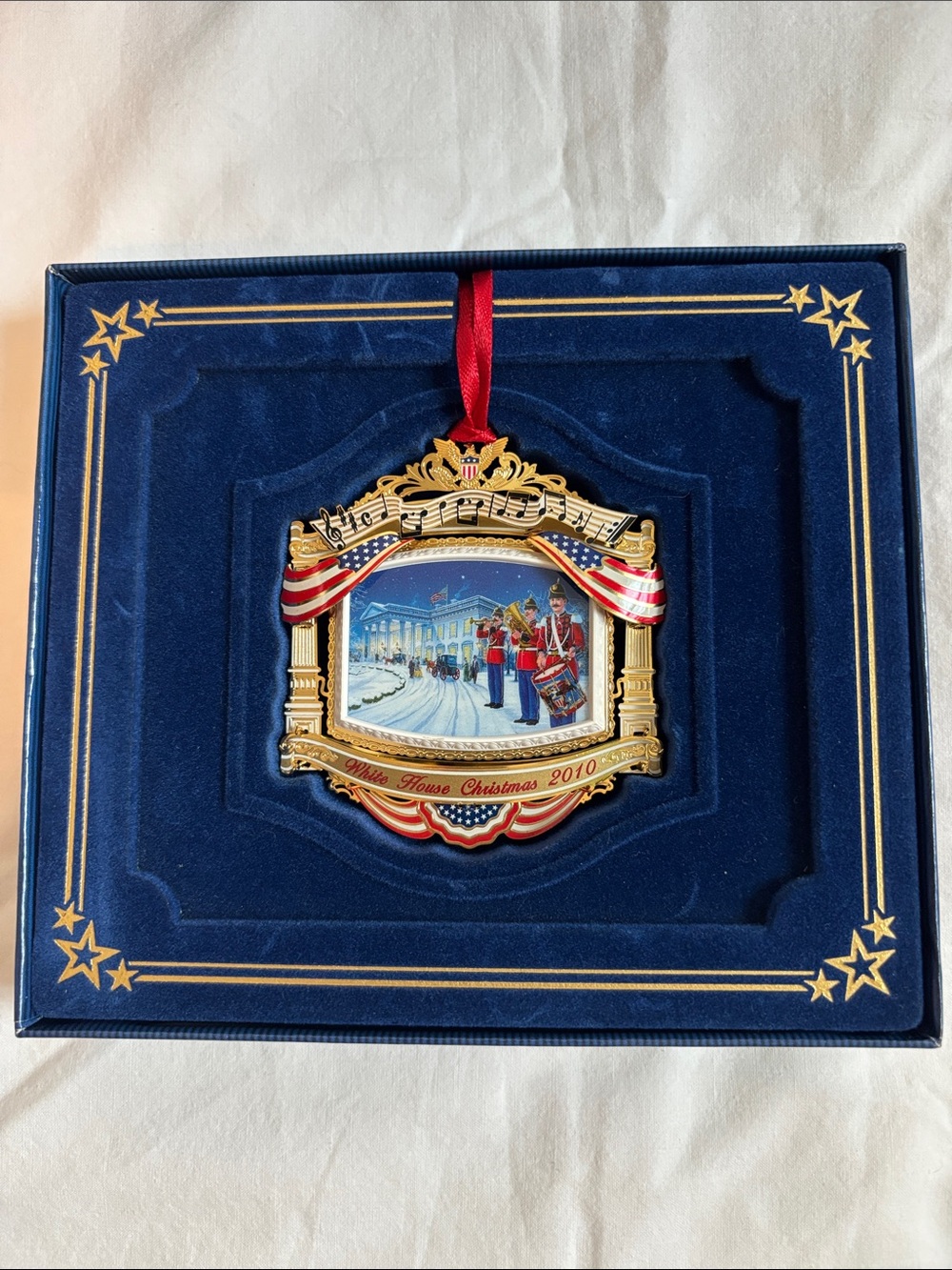 Gold and Red Commemorative Holiday Ornament — White House 2010